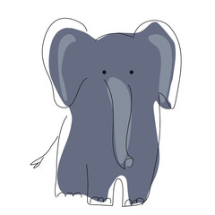 Cute african elephant isolated on white background. Vector illustration for children.  - 371010404