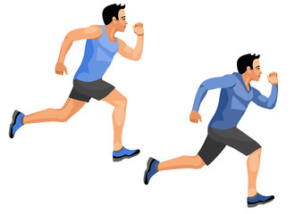 Runner trains in winter, spring, summer or fall (two figures)