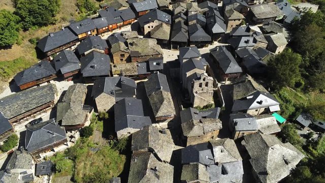 Beautiful village of Pe&ntilde;alba de Santiago. Leon, Spain. Aerial Drone Footage