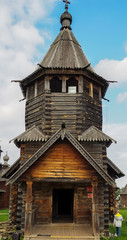 photo of the wooden tower of the Russian Orthodox Church