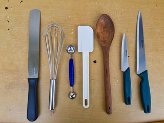 Kitchen Utensils on a wooden table