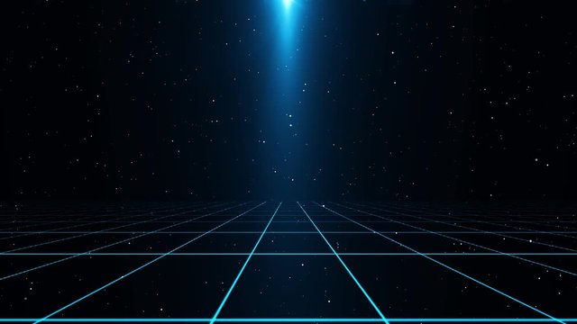 Retro cyberpunk style 80s Sci-Fi Background Futuristic with laser grid landscape. Digital cyber surface style of the 1980`