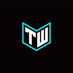 initial T W letter with book style logo template vector