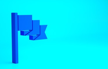 Blue Flag icon isolated on blue background. Location marker symbol. Minimalism concept. 3d illustration 3D render.