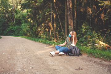 Travel ,Staycations,Social distance. gen z travels with mask covid 19 coronavirus pandemic, isolation, tourism,new normal.Staycations, hyper-local travel, Road trip,getaway, natural environment