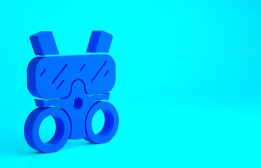 Blue Gas mask icon isolated on blue background. Respirator sign. Minimalism concept. 3d illustration 3D render.
