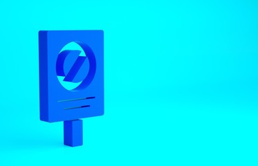 Blue Protest icon isolated on blue background. Meeting, protester, picket, speech, banner, protest placard, petition, leader, leaflet. Minimalism concept 3d illustration 3D render