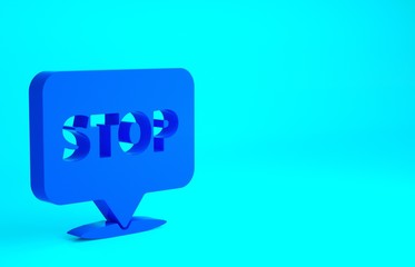 Blue Protest icon isolated on blue background. Meeting, protester, picket, speech, banner, protest placard, petition, leader, leaflet. Minimalism concept 3d illustration 3D render