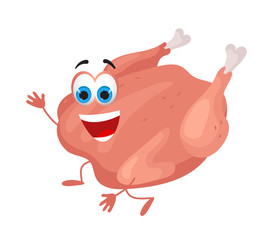Funny raw chicken on white background, funny character collection