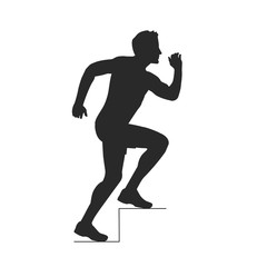 Man climbs up the stairs (silhouette)