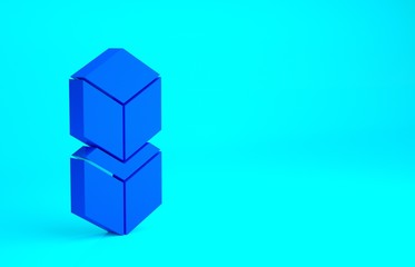 Blue Blockchain technology icon isolated on blue background. Cryptocurrency data. Abstract geometric block chain network technology business. Minimalism concept. 3d illustration 3D render.