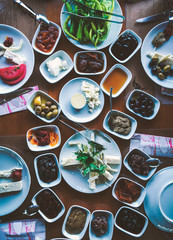 traditional Turkish cuisine breakfast table.