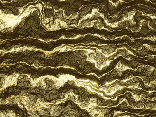 3D rendering abstract rough golden wave background