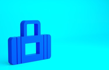 Blue Sport bag icon isolated on blue background. Minimalism concept. 3d illustration 3D render.