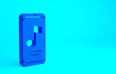 Blue Music player icon isolated on blue background. Portable music device. Minimalism concept. 3d illustration 3D render.