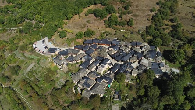 Beautiful village of Pe&ntilde;alba de Santiago. Leon, Spain. Aerial Drone Footage