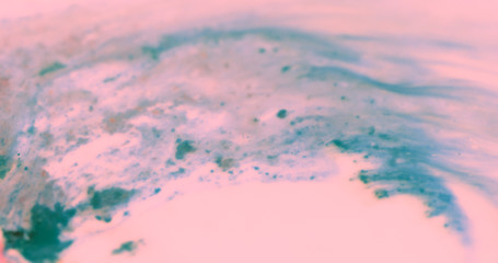 Closeup Paint with Vibrant Color Palette. Oil Mixed with Bright Teal Dye and Paint.