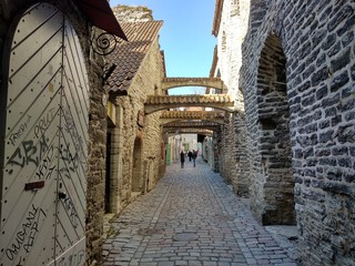 Narrow street in the old town Tallinn