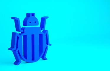 Blue Colorado beetle icon isolated on blue background. Minimalism concept. 3d illustration 3D render.