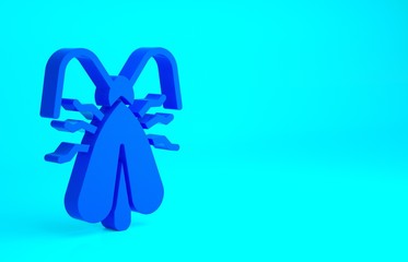Blue Clothes moth icon isolated on blue background. Minimalism concept. 3d illustration 3D render.