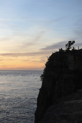 Sunset Over the Angel's Billabong beach on Nusa Penida Island, Bali, Indonesia. Amazing  view of Indian Ocean 