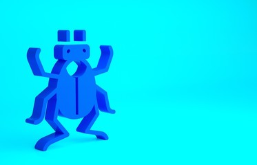 Blue Beetle bug icon isolated on blue background. Minimalism concept. 3d illustration 3D render.