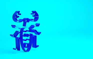 Blue Beetle deer icon isolated on blue background. Horned beetle. Big insect. Minimalism concept. 3d illustration 3D render.