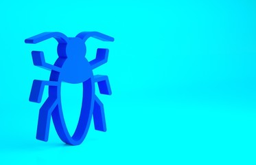 Blue Cockroach icon isolated on blue background. Minimalism concept. 3d illustration 3D render.