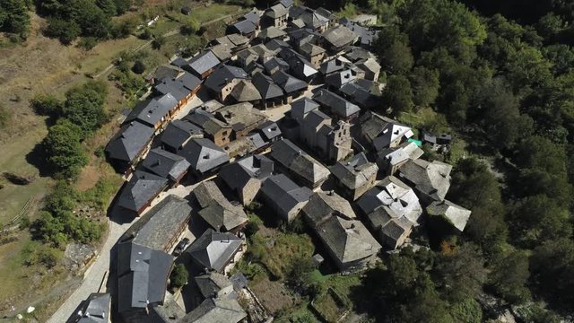 Beautiful village of Pe&ntilde;alba de Santiago. Leon, Spain. Aerial Drone Footage