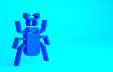 Blue Beetle bug icon isolated on blue background. Minimalism concept. 3d illustration 3D render.
