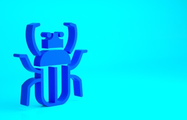 Blue Stink bug icon isolated on blue background. Minimalism concept. 3d illustration 3D render.