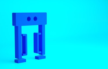 Blue Metal detector icon isolated on blue background. Airport security guard on metal detector check point. Minimalism concept. 3d illustration 3D render.