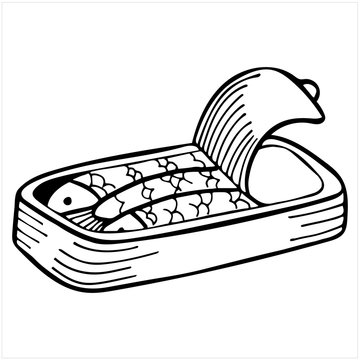 recommend clip art: Canned fish, hand drawn isolated vector illustration