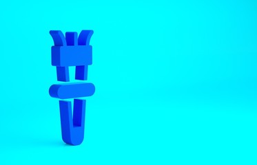 Blue Torch flame icon isolated on blue background. Symbol fire hot, flame power, flaming and heat. Minimalism concept. 3d illustration 3D render.
