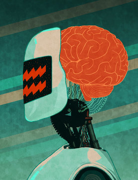 Android with human brain