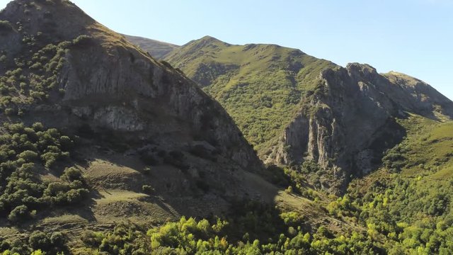 Mountain landscape in valley. El Bierzo. Leon,Spain. Aerial Drone Footage