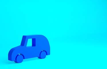 Blue Toy car icon isolated on blue background. Minimalism concept. 3d illustration 3D render.