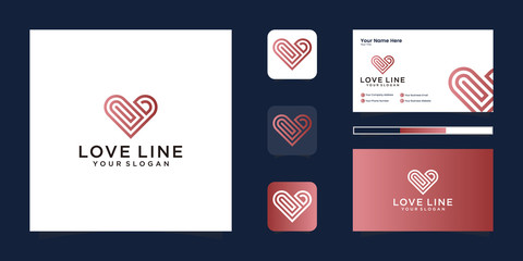 Heart line logo health care logotype concept. dating logo icon. template. business card