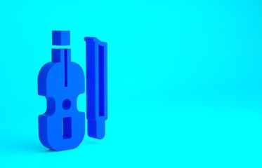 Blue Violin icon isolated on blue background. Musical instrument. Minimalism concept. 3d illustration 3D render.