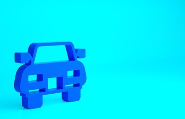 Blue Car icon isolated on blue background. Minimalism concept. 3d illustration 3D render.