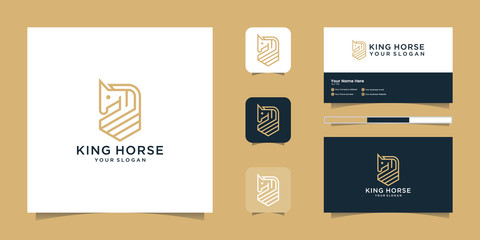 Elegant king horse with stylish graphic design and name card inspiration luxury design logo and business card