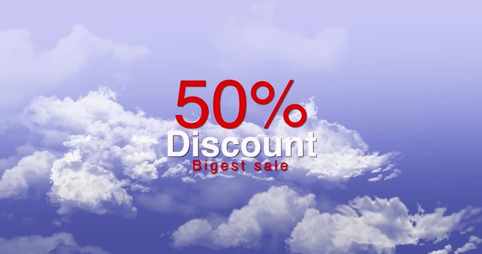 50 persent discount blue moving cloudes