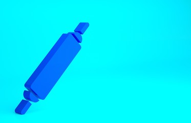 Blue Rolling pin icon isolated on blue background. Minimalism concept. 3d illustration 3D render.