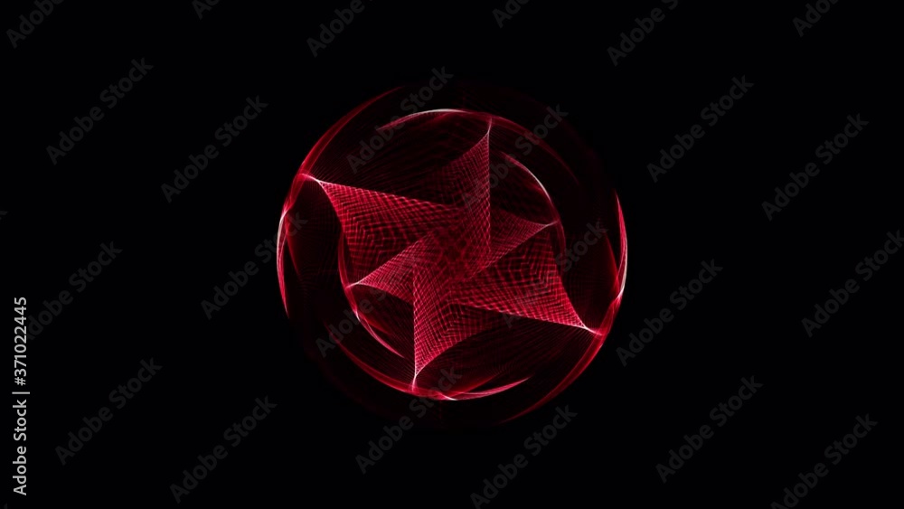 Poster futuristic abstract geometric graphic red sphere symmetric seamless loop footage with alpha channel 