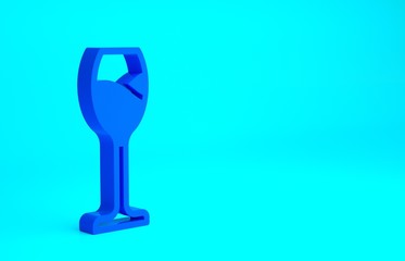 Blue Wine glass icon isolated on blue background. Wineglass icon. Goblet symbol. Glassware sign. Happy Easter. Minimalism concept. 3d illustration 3D render.