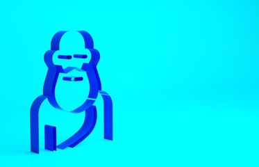 Blue Socrates icon isolated on blue background. Sokrat ancient greek Athenes ancient philosophy. Minimalism concept. 3d illustration 3D render.