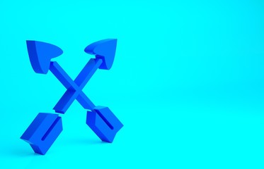 Blue Crossed arrows icon isolated on blue background. Minimalism concept. 3d illustration 3D render.