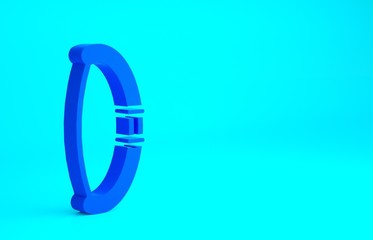 Obraz premium Blue Medieval bow icon isolated on blue background. Medieval weapon. Minimalism concept. 3d illustration 3D render.