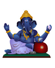 Illustration of Hindu god in blue effect