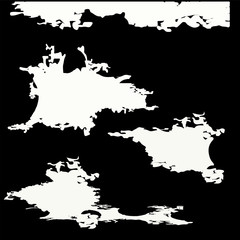 Set of abstract elements - white on black background - vector.